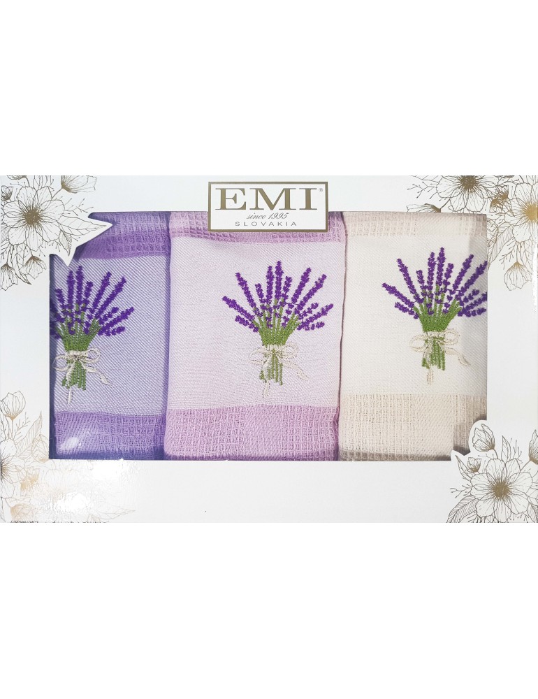 Utierky vaflové na riad levanduľa set 3 ks EMI