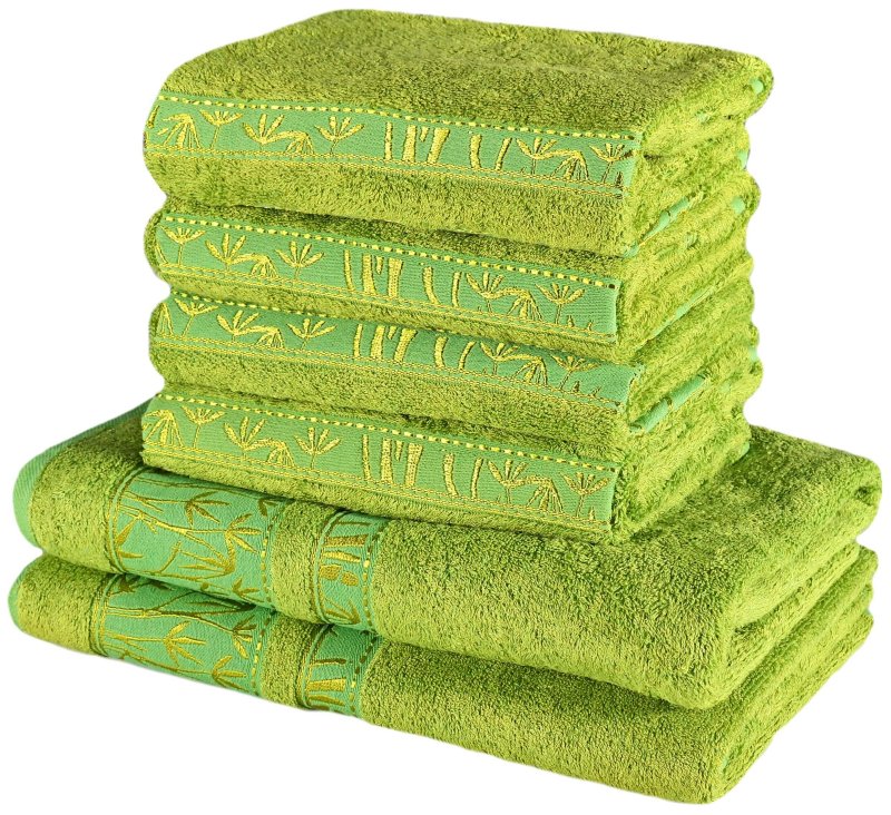 sada zelenych bambusovych osusiek a uterakov