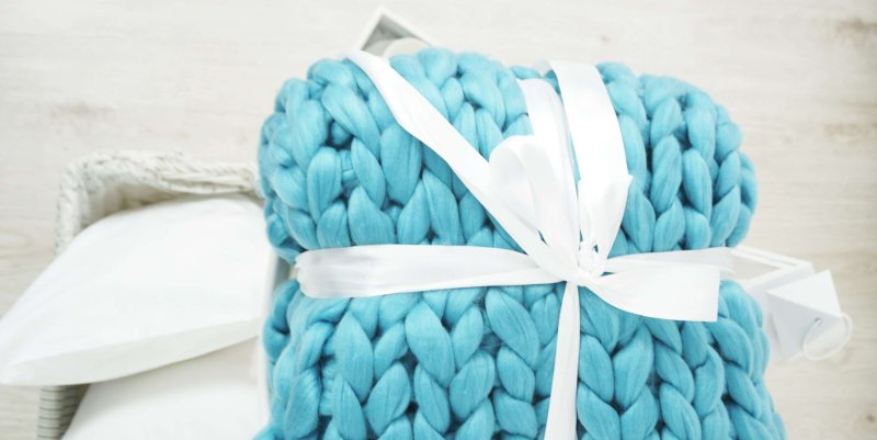 pletená deka modrá