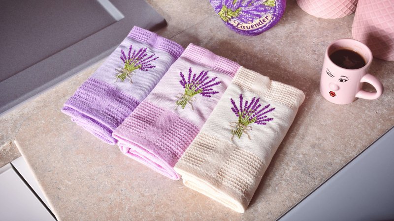 vaflové utierky s motívom levandule