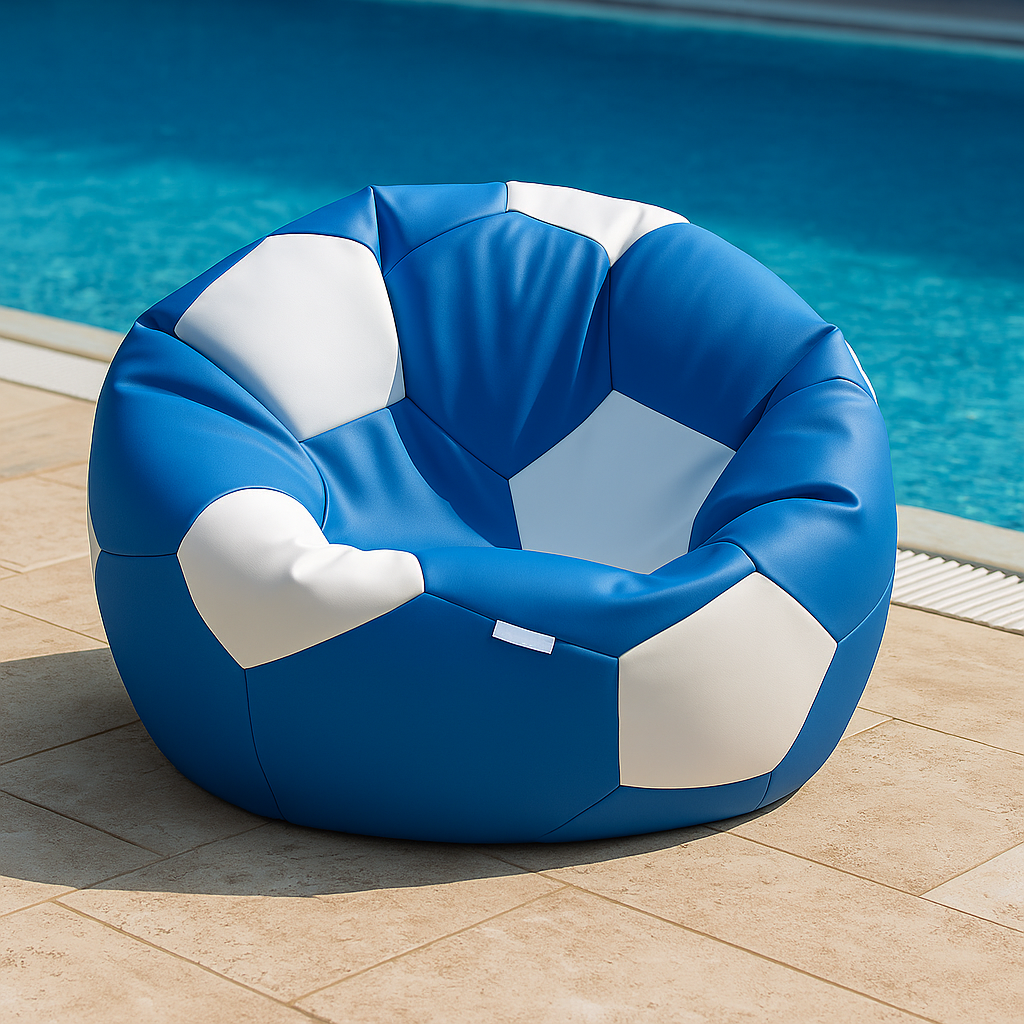 sedaci vak futbalova lopta modrobiela