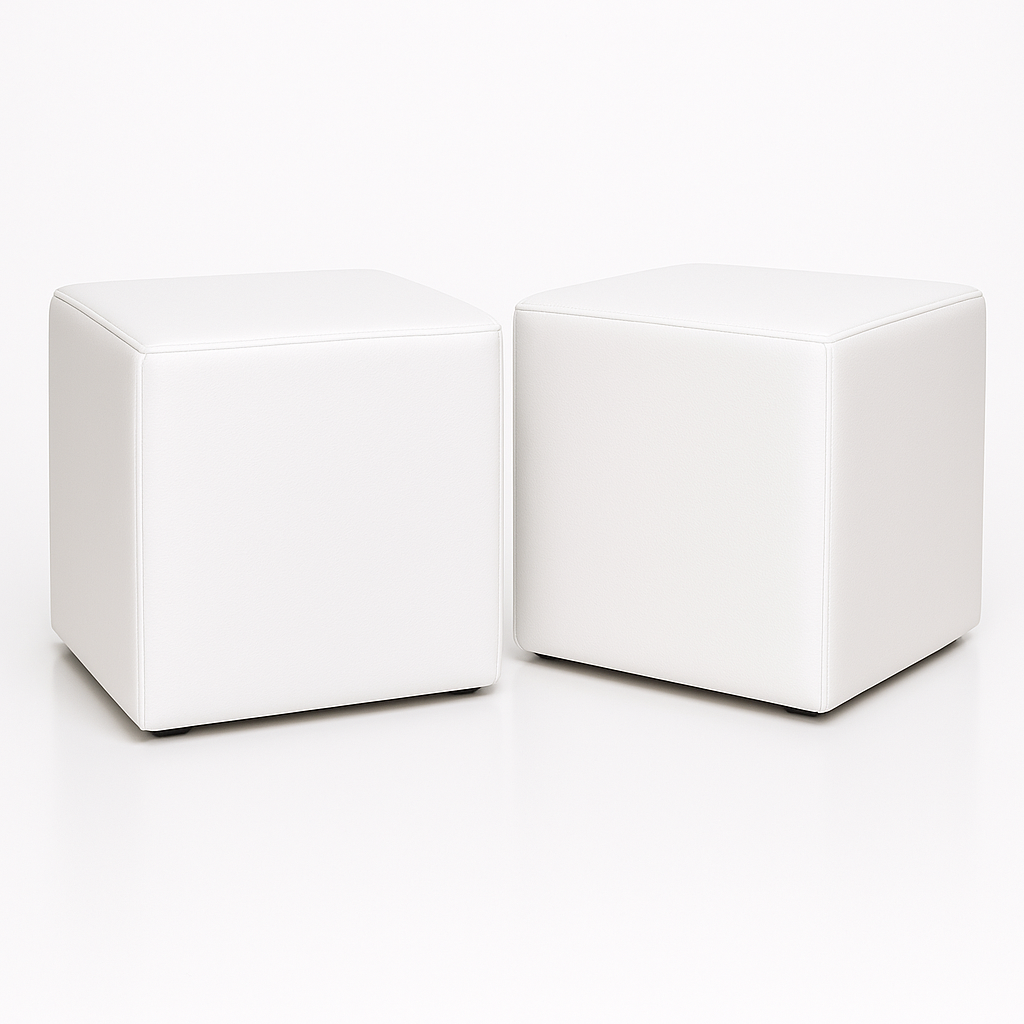 sedaci vak taburetka kocka biela