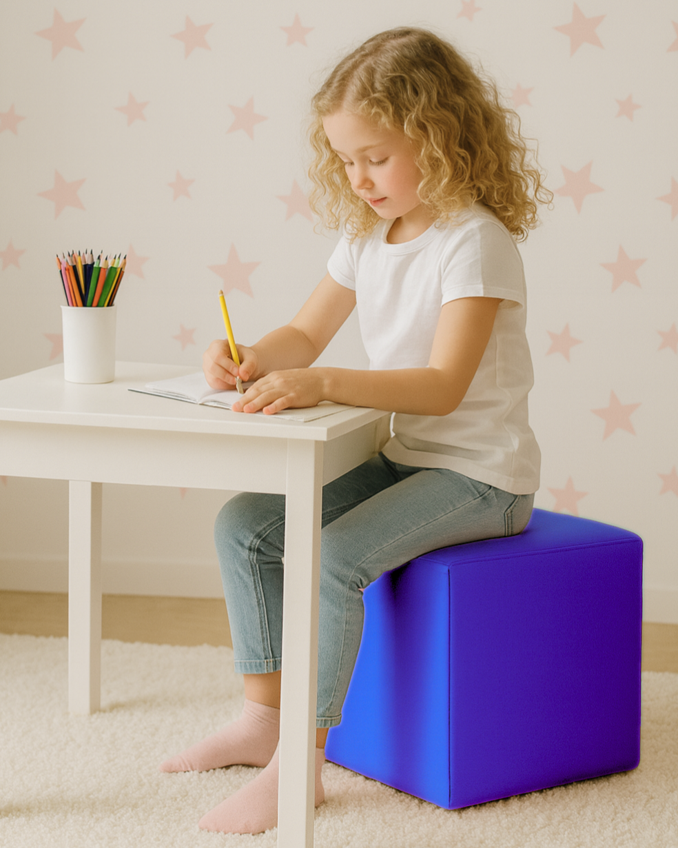 sedaci vak taburetka kocka modra